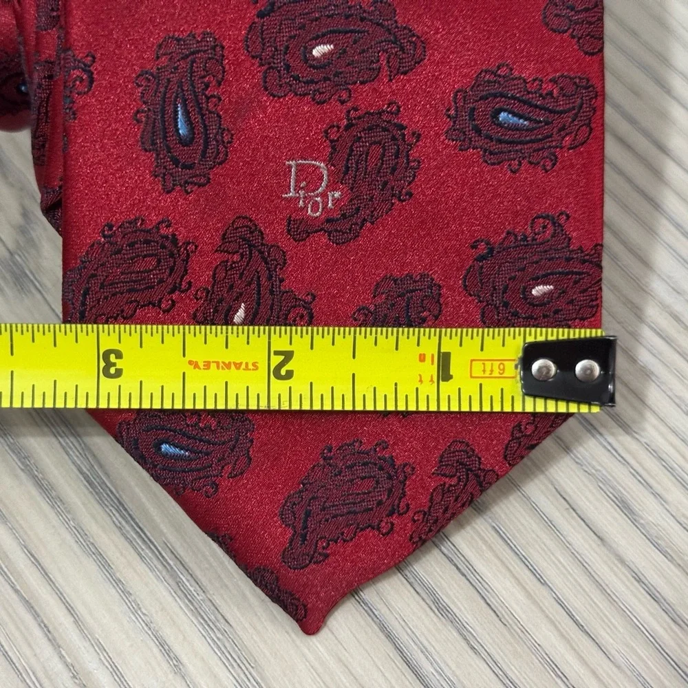 NEW Christian Dior Vintage Red Abstract Print Men's Neck Tie - Picture 4 of 6